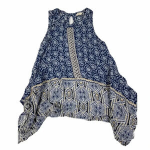 MONTEAU GIRL EUC GIRLS TOP SHIRT TANK NAVY SIZE 8